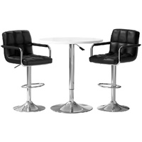 Artiss Bar Table and Stools Set Dining Desk Kitchen Chairs White Black