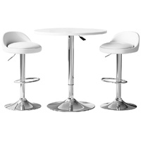 Artiss Bar Table and Stools Set Dining Desk Kitchen Chairs White Silver