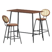 Artiss Industrial Bar Table Stools Set Dining Desk Kitchen Chairs Brown