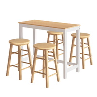 Artiss Bar Table and Stools Set Dining Desk Kitchen Chairs Natural