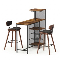 Artiss 3Pcs Bar Table and Stools Set Dining Table Solid Wood Kitchen Chairs Cafe Pub