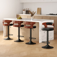 Artiss 4x Bar Stools Gas Lift Faux Leather Black