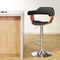 Artiss Bar Stool Gas Lift Leather with Armrest Black