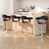 Artiss 4x Bar Stools Gas Lift Leather Armrest Black