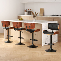 Artiss 4x Bar Stools Gas Lift Leather Black All