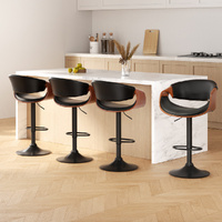 Artiss 4x Bar Stools Gas Lift Leather Armrest Black