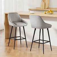 Artiss 2x Upholstered Counter Bar Stools Grey
