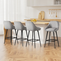 Artiss 4x Upholstered Counter Bar Stools Grey