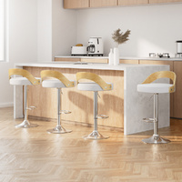 Artiss 4x Adjustable Padded Leather Bar Stools White