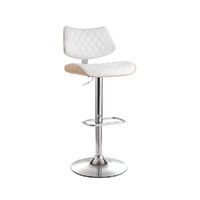 Artiss Gas Lift Bar Stools Leather Wooden Dining White
