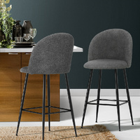 Artiss 2x Sherpa Metal Counter Bar Stools Charcoal