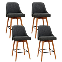 Artiss 4x Swivel Bar Stools Wooden Charcoal