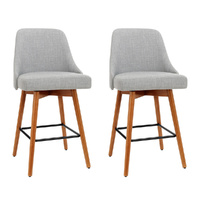 Artiss 2x Swivel Bar Stools Wooden Grey