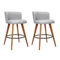 Artiss 2x Linen Padded Bar Stools Wooden Grey