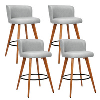 Artiss 4x Linen Padded Bar Stools Wooden Grey