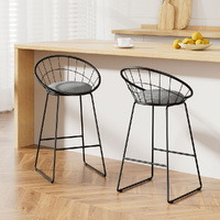 Artiss 2x Padded Metal Bar Stools Black
