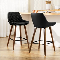 Artiss 2x Bar Stools PU Seat Wooden Frame