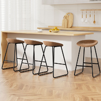 Artiss 4x Brown Bar Stools PU Leather Metal Kitchen Counter Dining