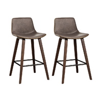 Artiss 2x Bar Stools Leather Wooden Kitchen Counter Chairs