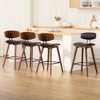 Artiss 4x Padded Leather Bar Stools with Backrest