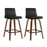 Artiss Bar Stools x2 Swivel Leather Padded Wooden Natural
