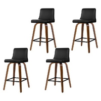 Artiss Bar Stools x4 Swivel Leather Padded Wooden Natural