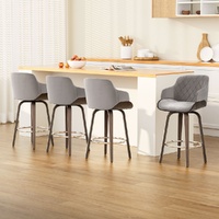 Artiss Bar Stools x4 Swivel Velvet Padded Wooden Grey