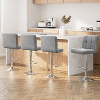 Artiss Bar Stools Set of 4 Fabric Gas Lift Grey