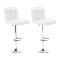 Artiss 2x White Leather Gas Lift Bar Stools
