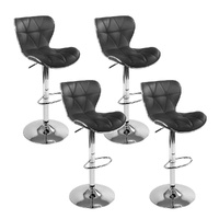 Artiss 4x Black Leather Gas Lift Bar Stools