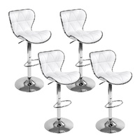 Artiss 4x White Leather Gas Lift Bar Stools