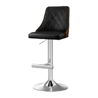Artiss Bar Stool Bentwood Swivel Adjustable Leather Black