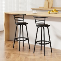 Artiss 2x Bar Stools Swivel Metal Padded Leather Black