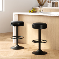 Artiss Set of 2 Padded PU Leather Bar Stools - Black Gas Lift