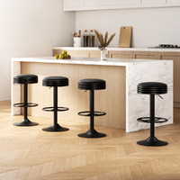 Artiss Set of 4 Padded PU Leather Bar Stools - Black Gas Lift