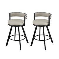 Artiss Bar Stools Set of 2 Swivel Metal Counter Beige