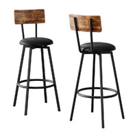 Artiss Industrial Bar Stools x2 Steel Frame Upholstered Counter