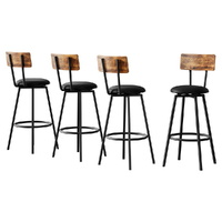 Artiss Industrial Bar Stools x4 Steel Frame Upholstered Counter