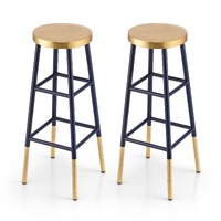 Artiss Metal Bar Stools x2 Gold Navy Frame Counter Kitchen