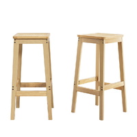 Artiss 2x Rattan Bar Stools Counter Kitchen Chair