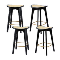 Artiss 4x Bamboo Rattan Bar Stools Counter Black