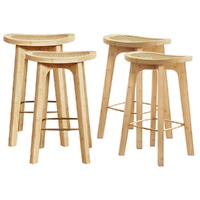 Artiss 4x Bamboo Rattan Bar Stools Counter Kitchen