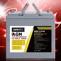 Giantz 12V 75Ah AGM Deep Cycle Battery - Portable Solar Caravan