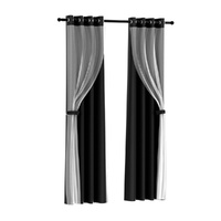 Artiss 2X Blockout Sheer Curtains 132x160cm Black