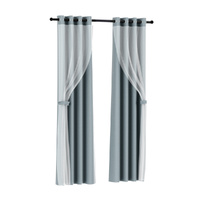 Artiss 2X Blockout Sheer Curtains 132x274cm Light Grey