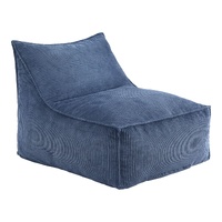 Artiss Bean Bag Chair Cover Corduroy Blue Washable