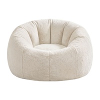 Artiss Large Round Bean Bag Chair Cover Faux Fur Beige