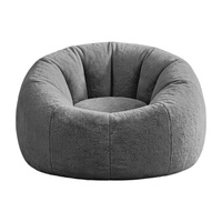 Artiss Large Round Bean Bag Chair Cover Faux Fur Grey