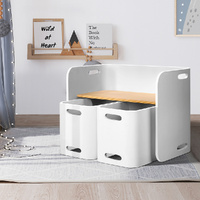 Keezi 3PCS Kids Table and Chairs Set Storage Desk White