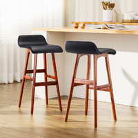 Artiss 2x Wooden Bar Stools Black